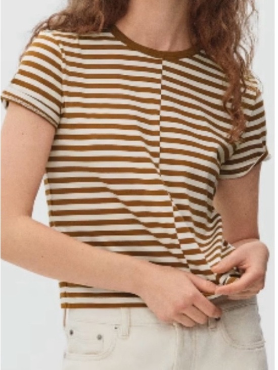 Everlane Tops - Everlane The Organic Cotton Box-Cut Pocket Tee Split Stripe Orange White